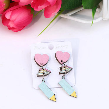 Cute Heart Shape Pencil Arylic Women'S Drop Earrings