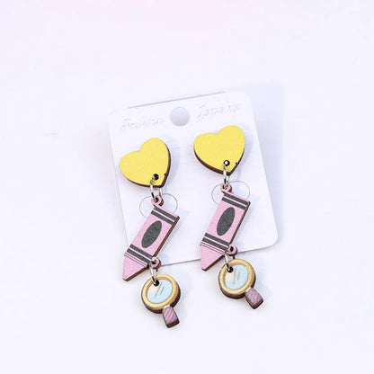 Cute Heart Shape Pencil Arylic Women'S Drop Earrings