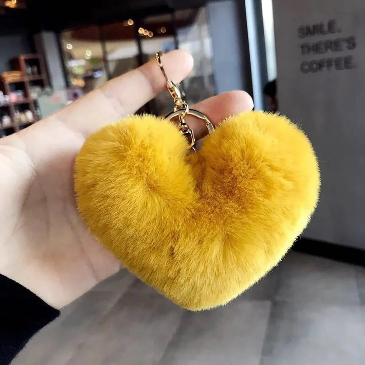 Cute Heart Shape Plush Flocking Keychain