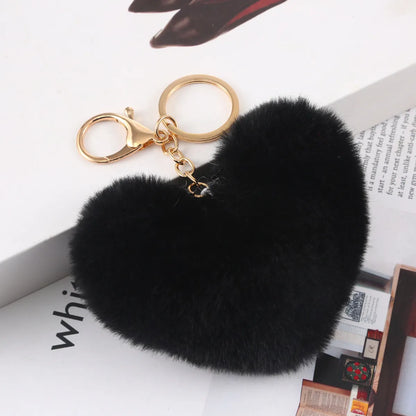 Cute Heart Shape Plush Flocking Keychain