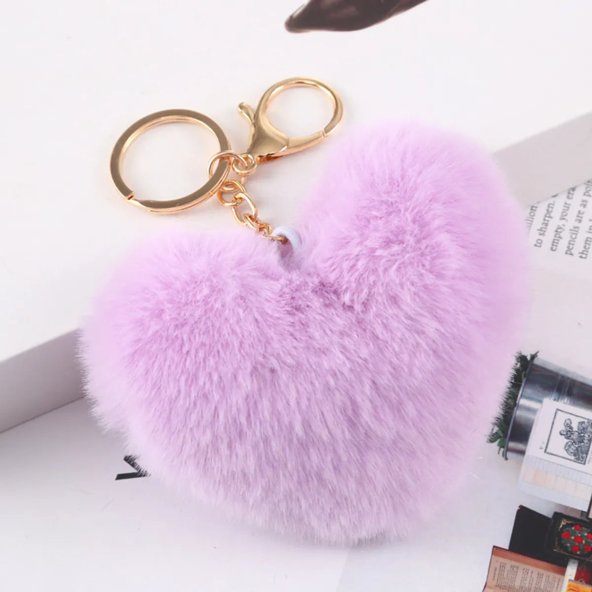 Cute Heart Shape Plush Flocking Keychain