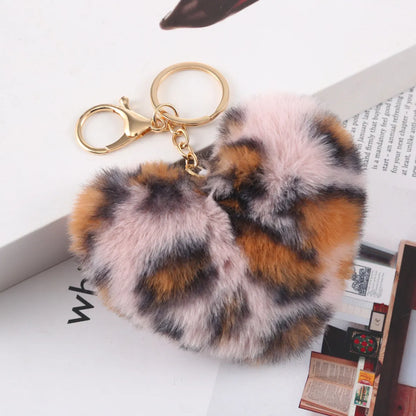 Cute Heart Shape Plush Flocking Keychain