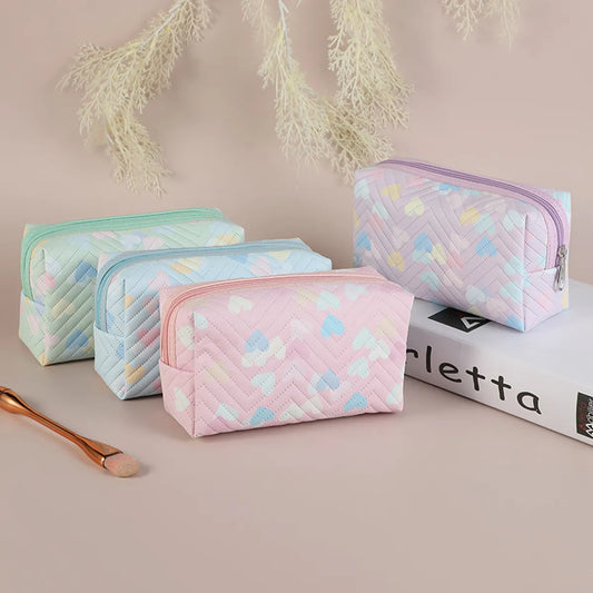 Cute Heart Shape Pvc Square Makeup Bags