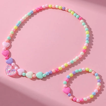 Cute Heart Shape Resin Beaded No Inlaid Women'S Bracelets Necklace