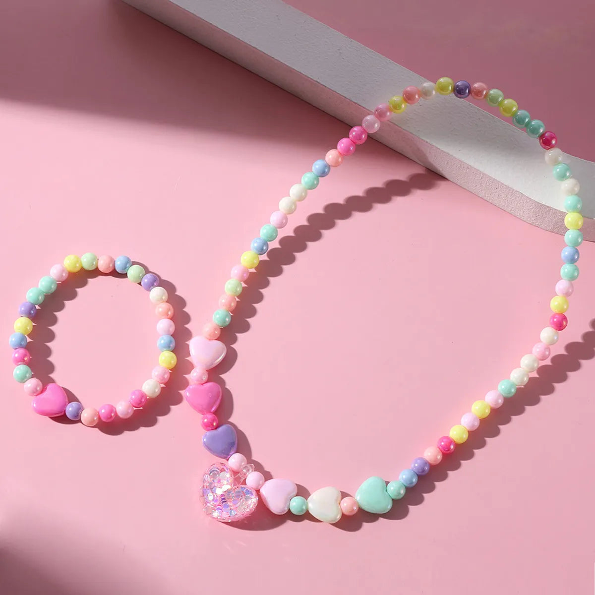 Cute Heart Shape Resin Beaded No Inlaid Women'S Bracelets Necklace