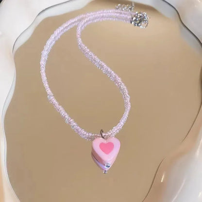 Cute Heart Shape Resin Wholesale Pendant Necklace