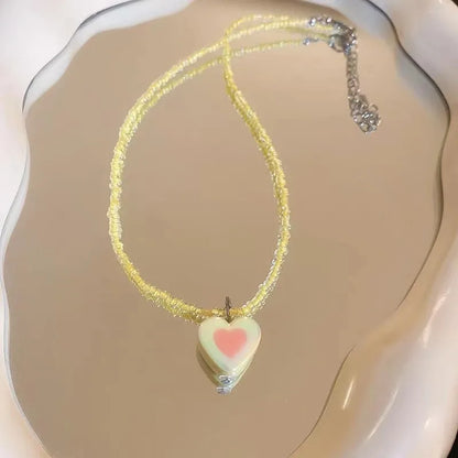 Cute Heart Shape Resin Wholesale Pendant Necklace