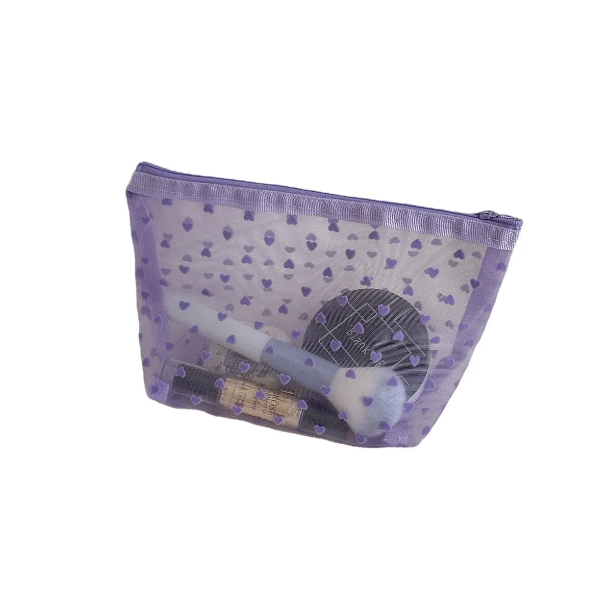 Cute Heart Shape Solid Color Nylon Square Makeup Bags