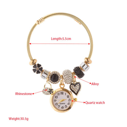 Cute Heart Shape Stainless Steel Alloy Plating Inlay Rhinestones Bangle