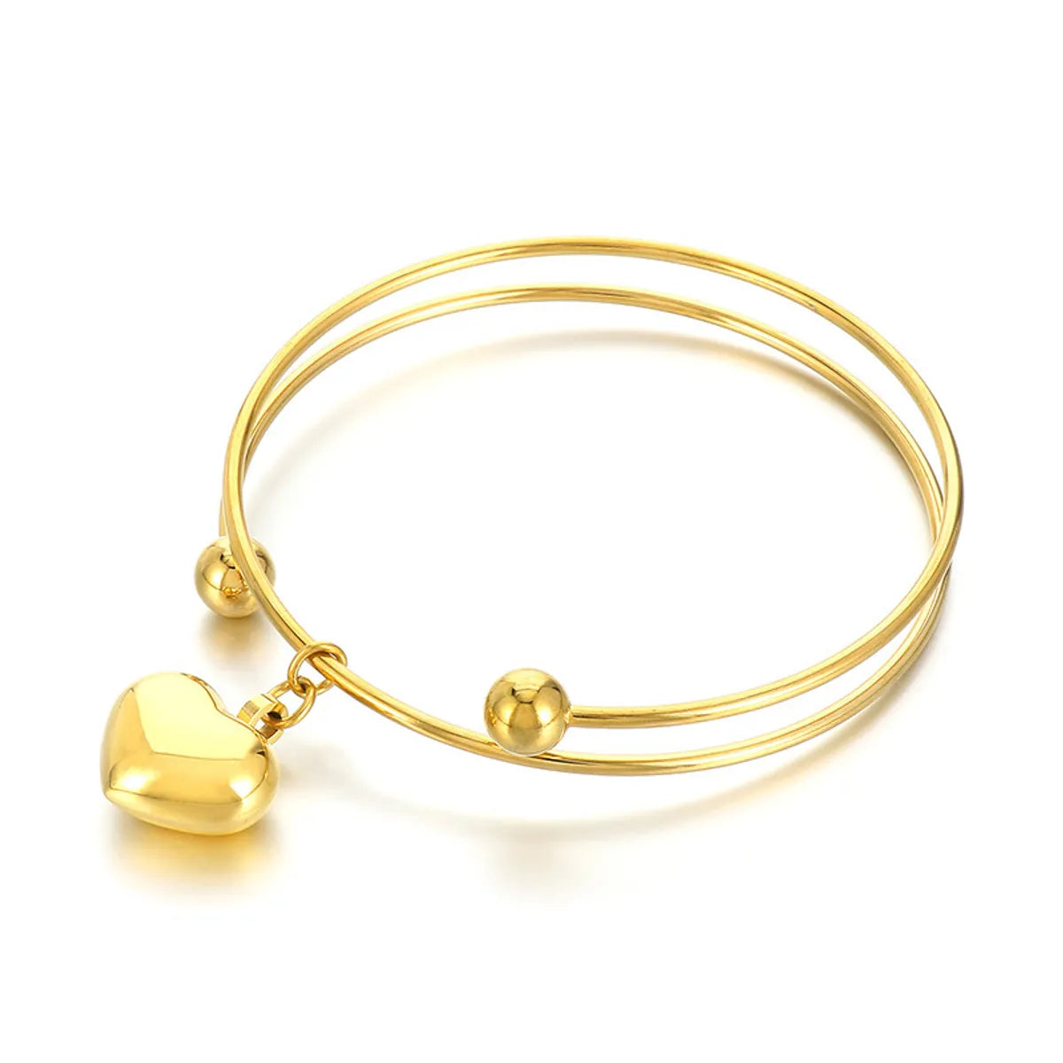 Cute Heart Shape Stainless Steel 18K Gold Plated Bangle In Bulk