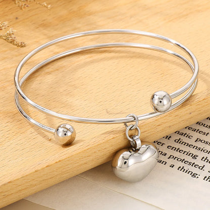 Cute Heart Shape Stainless Steel 18K Gold Plated Bangle In Bulk