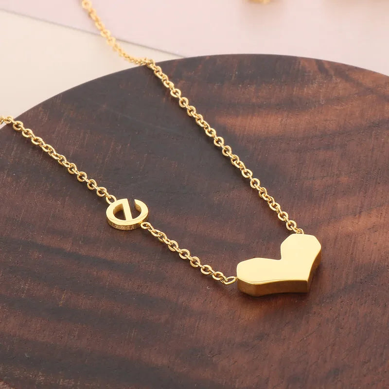 Wholesale Jewelry Cute Heart Shape Stainless Steel 18K Gold Plated Plating Pendant Necklace