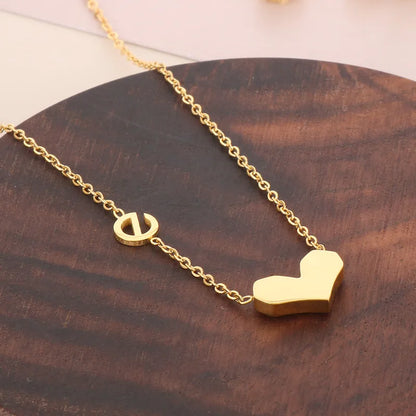 Wholesale Jewelry Cute Heart Shape Stainless Steel 18K Gold Plated Plating Pendant Necklace