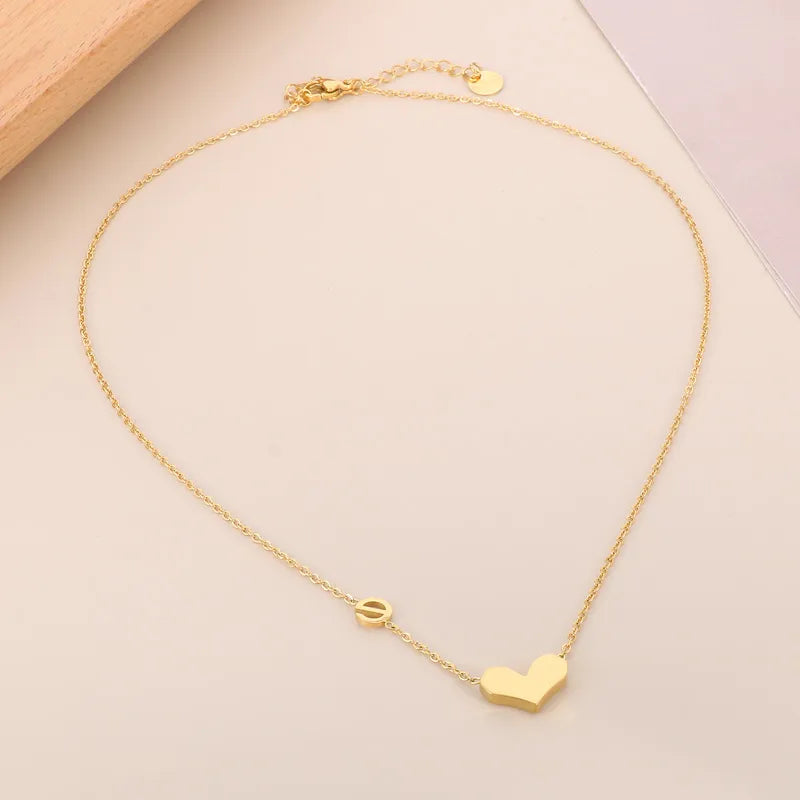 Wholesale Jewelry Cute Heart Shape Stainless Steel 18K Gold Plated Plating Pendant Necklace