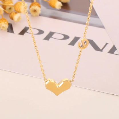 Wholesale Jewelry Cute Heart Shape Stainless Steel 18K Gold Plated Plating Pendant Necklace