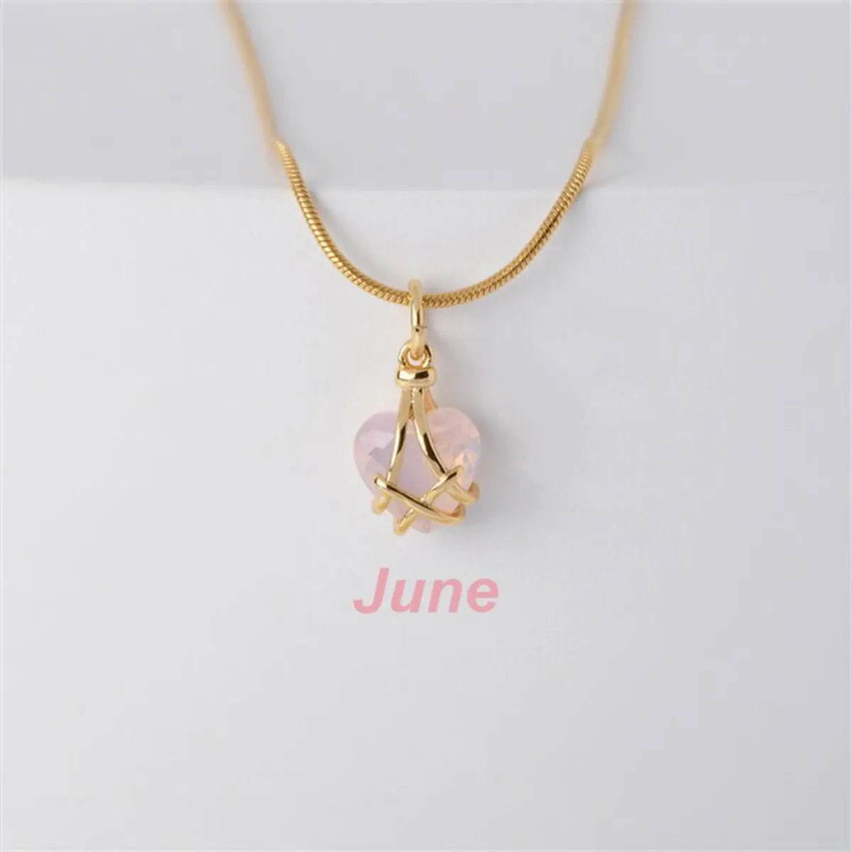 Cute Heart Shape Titanium Steel Plating Artificial Crystal Pendant Necklace 1 Piece