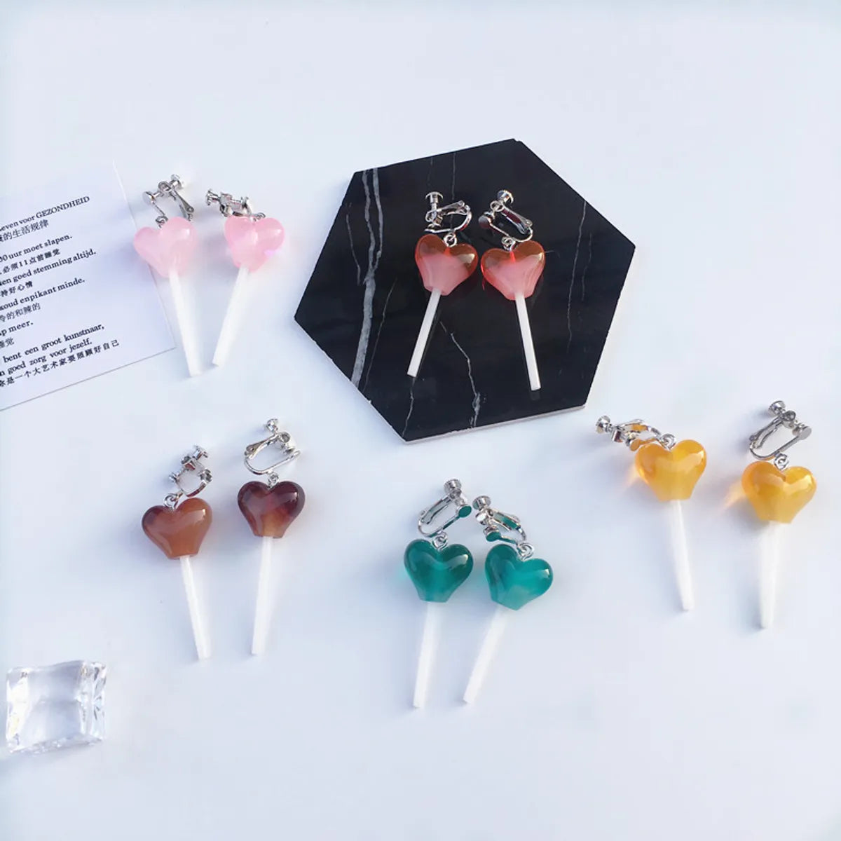 Cute Heart-Shaped Lollipop Earring Resin Candy Earrings