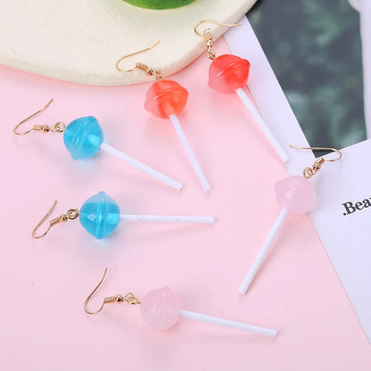 Cute Heart-Shaped Lollipop Earring Resin Candy Earrings