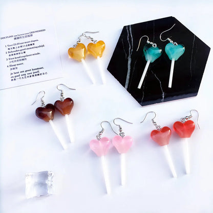 Cute Heart-Shaped Lollipop Earring Resin Candy Earrings