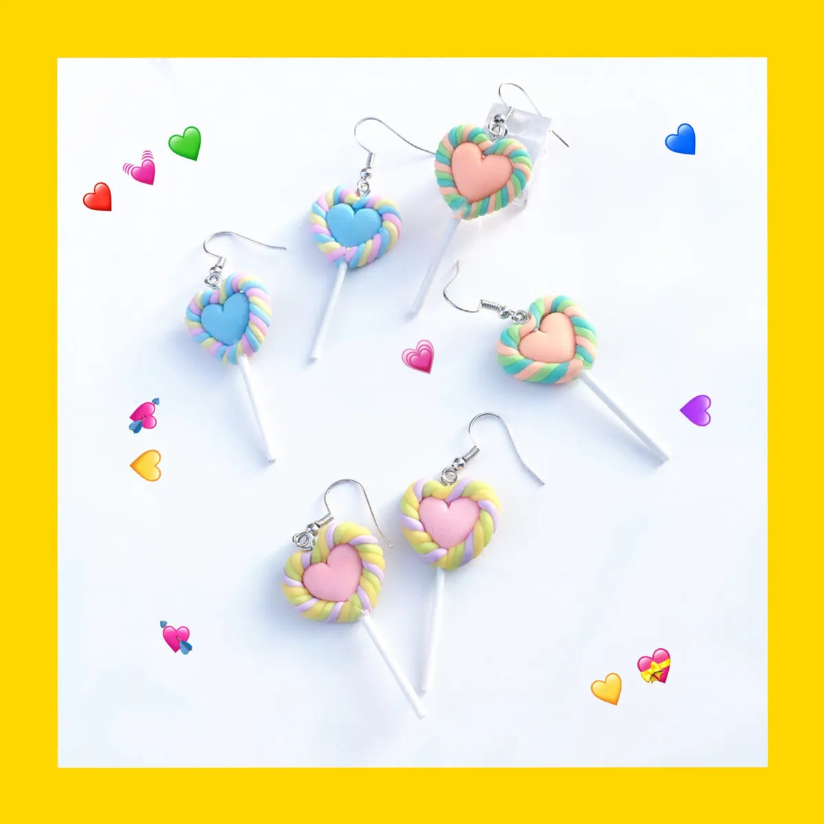 Cute Heart-Shaped Lollipop Earrings Imulation Food Soft  Drop Earrings