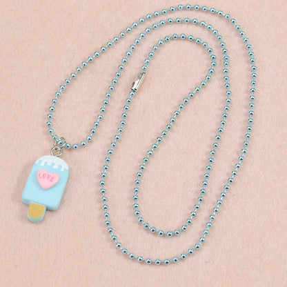 Cute Ice Cream Letter Plastic Resin Girl'S Rings Necklace