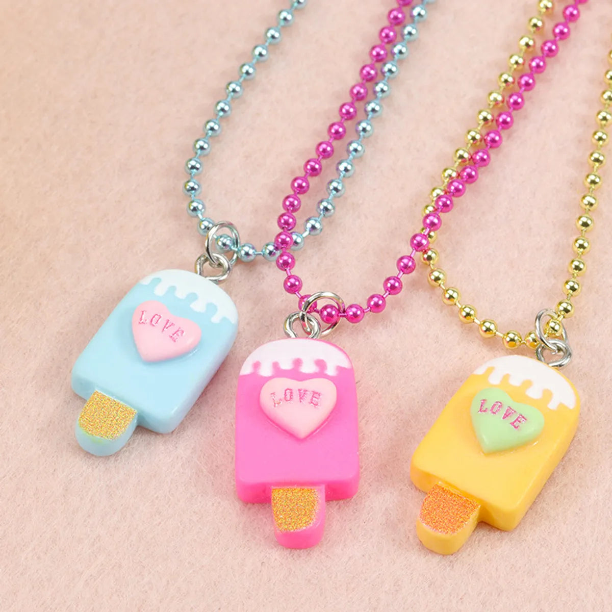 Cute Ice Cream Letter Plastic Resin Girl'S Rings Necklace