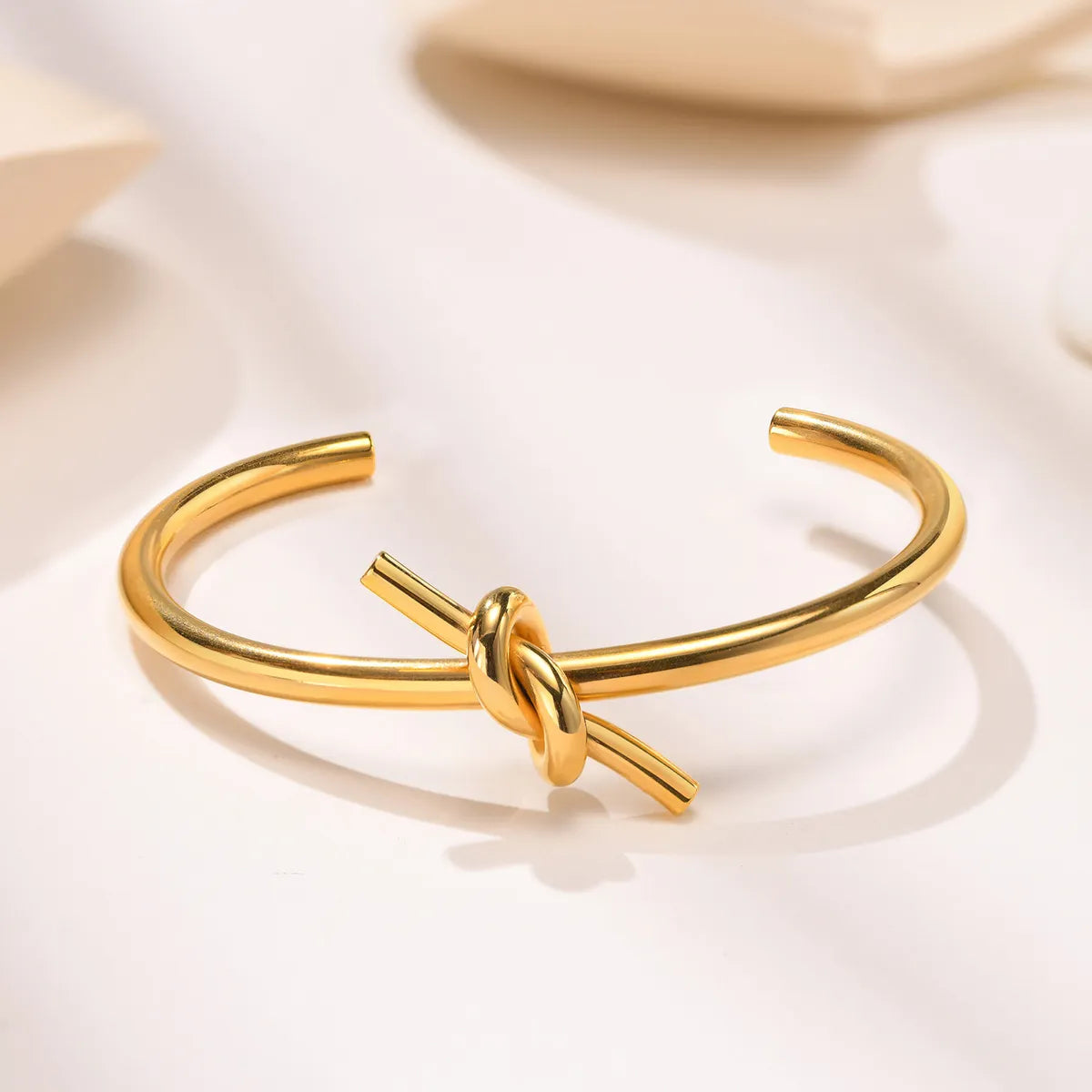 Cute Knot Titanium Steel Gold Plated Cuff Bracelets In Bulk