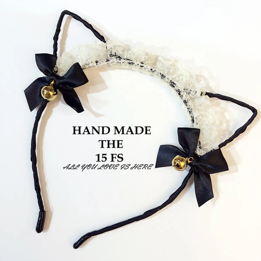 Cute Lace Cat Ears Bowknot Bell Headband