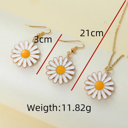 Cute Lady Chrysanthemum Alloy Resin Women'S Earrings Necklace