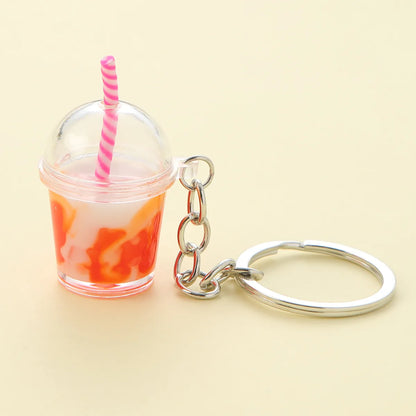 Cute Lady Cup Alloy Plastic Bag Pendant Keychain