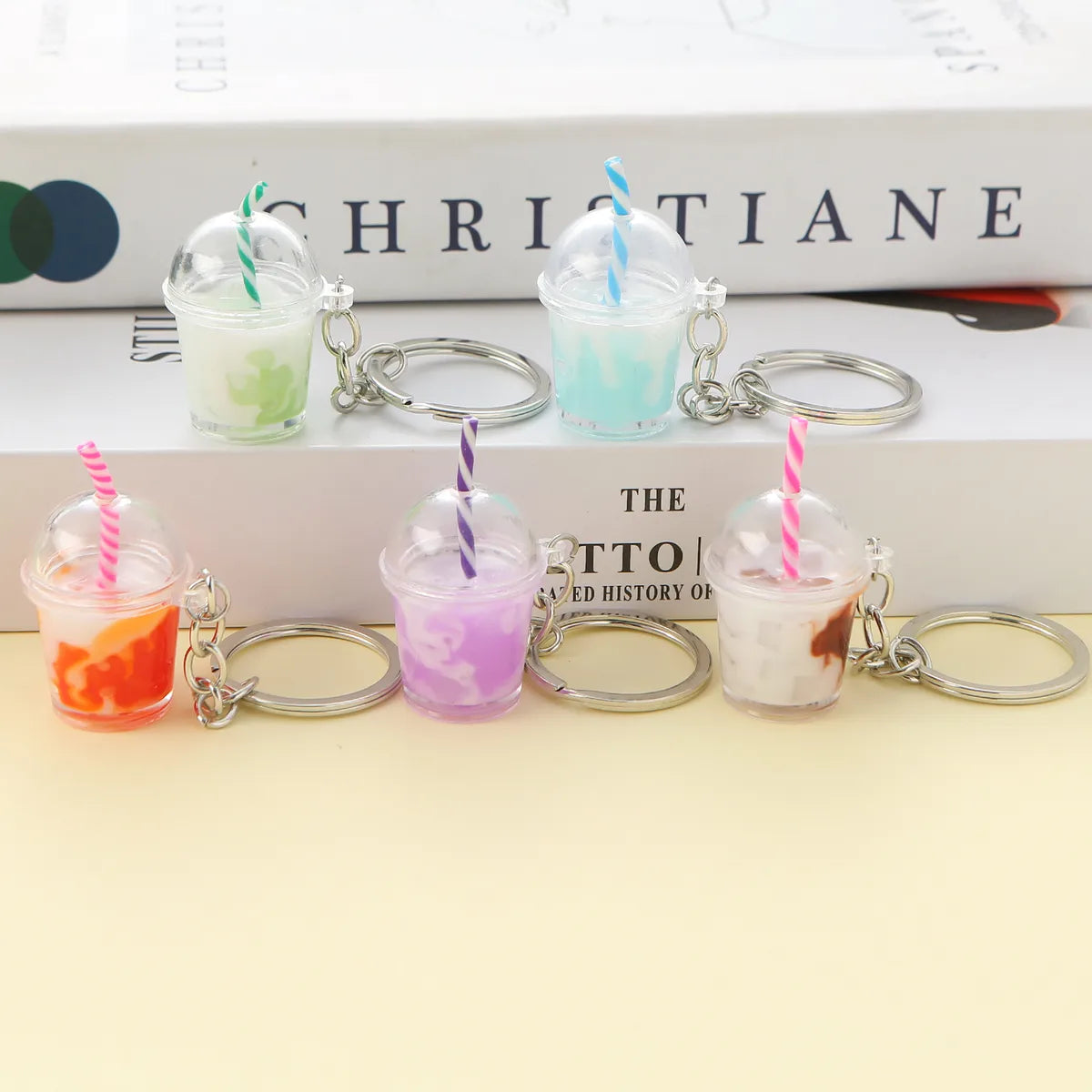 Cute Lady Cup Alloy Plastic Bag Pendant Keychain