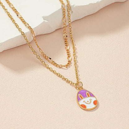 Cute Lady Rabbit Alloy Iron Wholesale Double Layer Necklaces Pendant Necklace