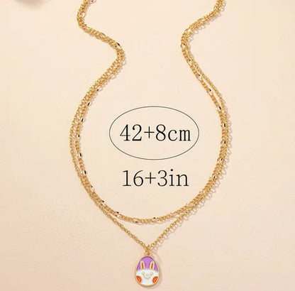 Cute Lady Rabbit Alloy Iron Wholesale Double Layer Necklaces Pendant Necklace