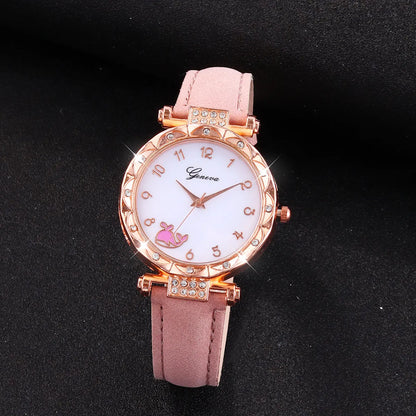 Cute Lady Sweet Animal Heart Shape Buckle Quartz Women'S Watches