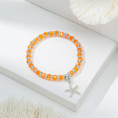 Cute Lady Sweet Round Starfish Artificial Crystal Glass Inlay Rhinestones Women'S Bracelets