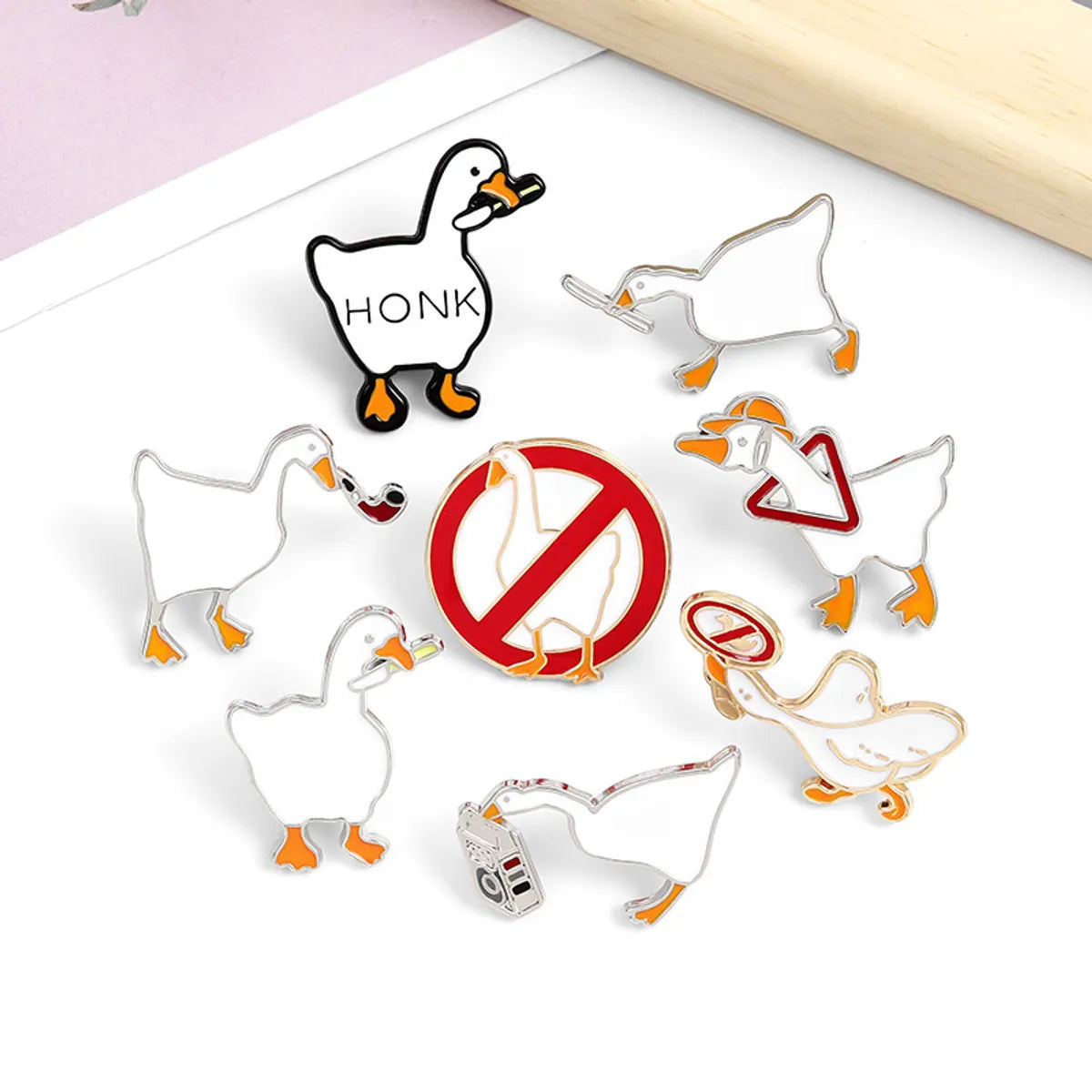 Cute Letter Goose Alloy Stoving Varnish Unisex Brooches