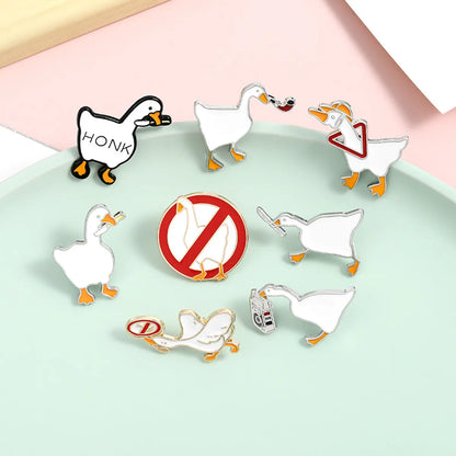 Cute Letter Goose Alloy Stoving Varnish Unisex Brooches