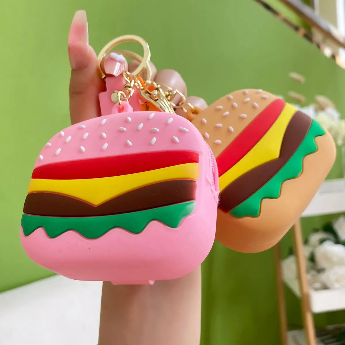 Cute Letter Hamburger Soft Glue Unisex Keychain