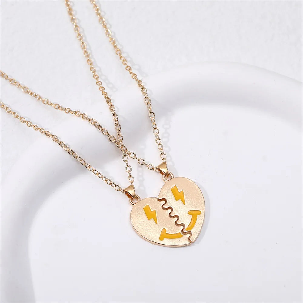 Cute Letter Heart Shape Alloy Enamel Plating Children Unisex Pendant Necklace