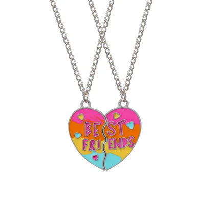 Cute Letter Heart Shape Alloy Enamel Plating Children Unisex Pendant Necklace