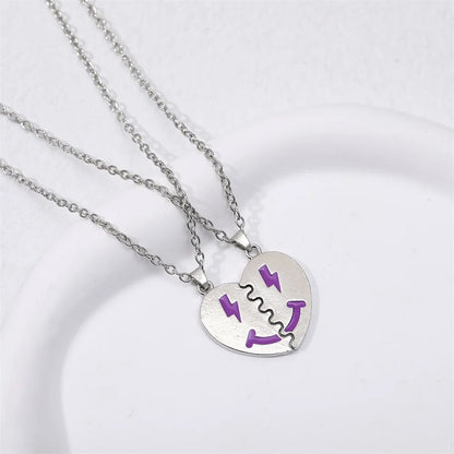 Cute Letter Heart Shape Alloy Enamel Plating Children Unisex Pendant Necklace