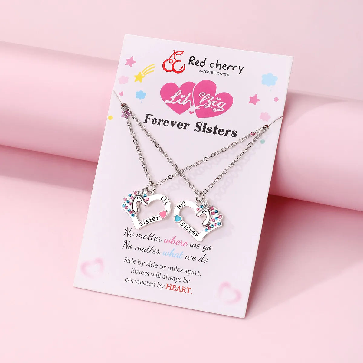 Cute Letter Heart Shape Alloy Inlay Rhinestones Kid'S Pendant Necklace