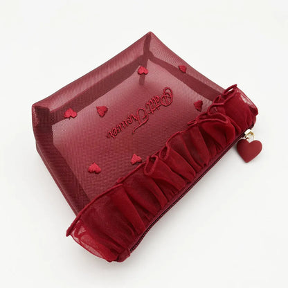 Cute Letter Heart Shape Polyester Square Makeup Bags