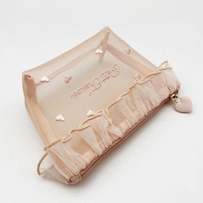 Cute Letter Heart Shape Polyester Square Makeup Bags