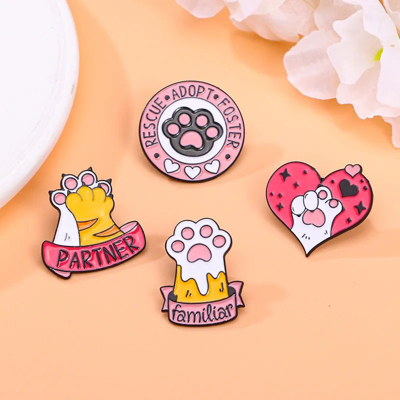 Cute Letter Paw Print Alloy Enamel Stoving Varnish Kid'S Brooches