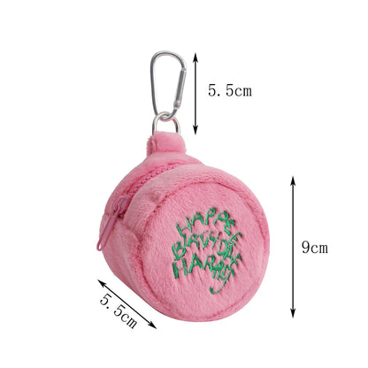 Cute Letter Plush Round Makeup Bags