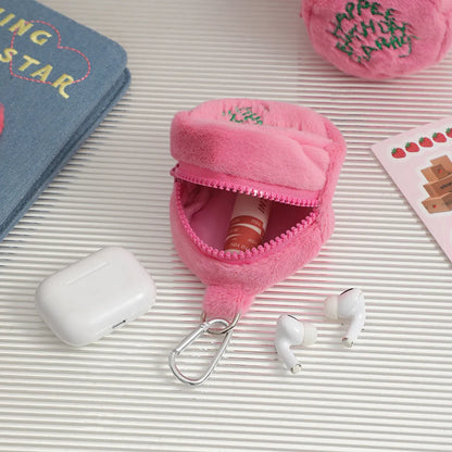 Cute Letter Plush Round Makeup Bags