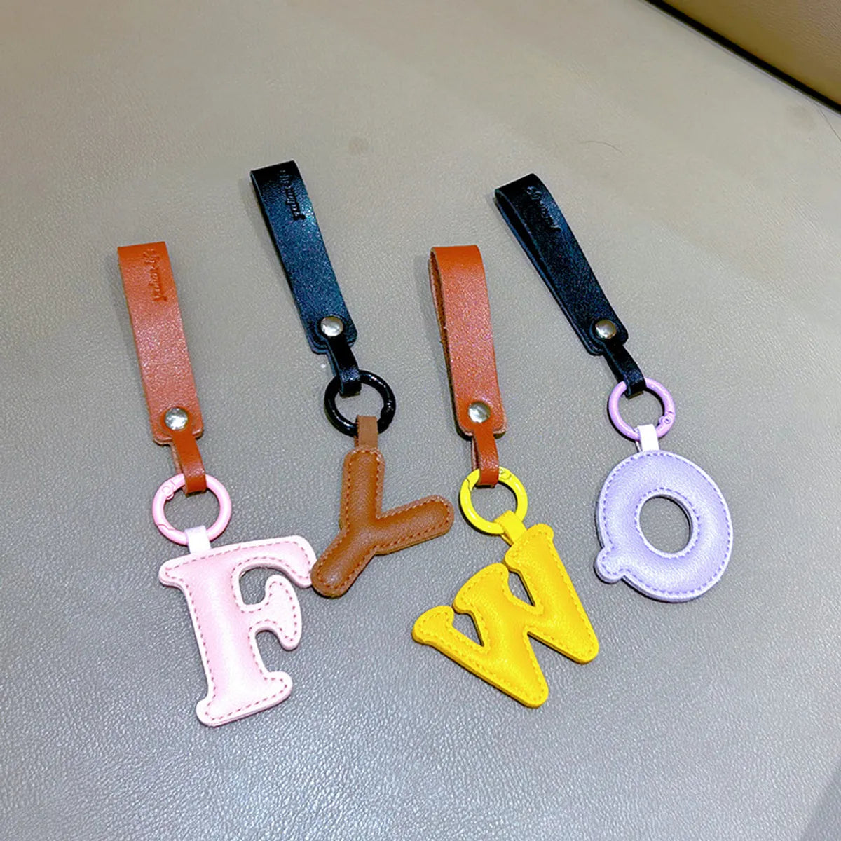 Cute Letter Pu Leather Women'S Keychain