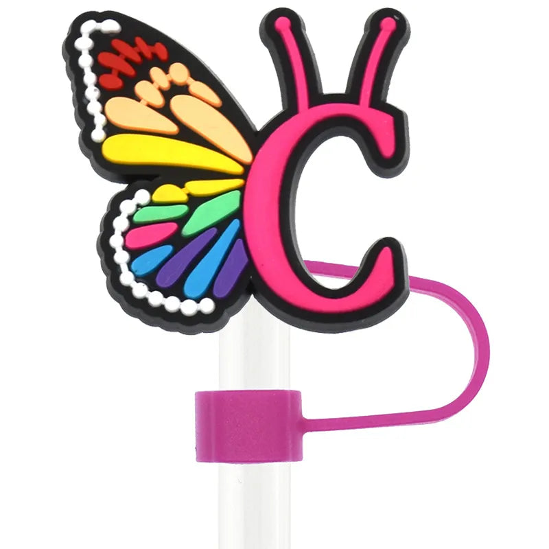 Cute Letter Pvc Straw Decorative Cap 1 Piece