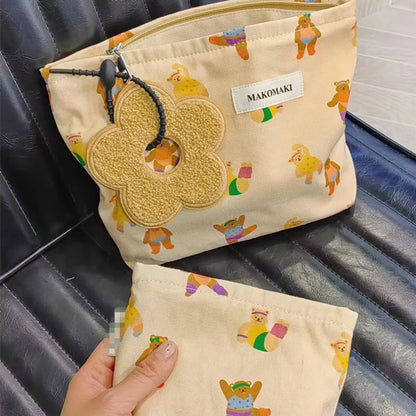 Cute Little Bear Canvas Square Makeup Bags